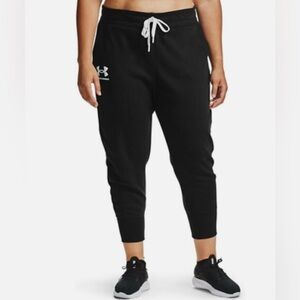 Under Armour Rival Fleece Joggers Pants UA Black Women's Size 2X 1357035-001 New